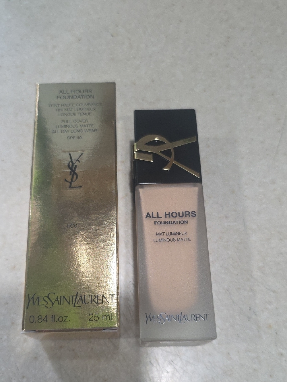 Yves Saint Laurent All Hours Foundation – Gold & Black Packaging